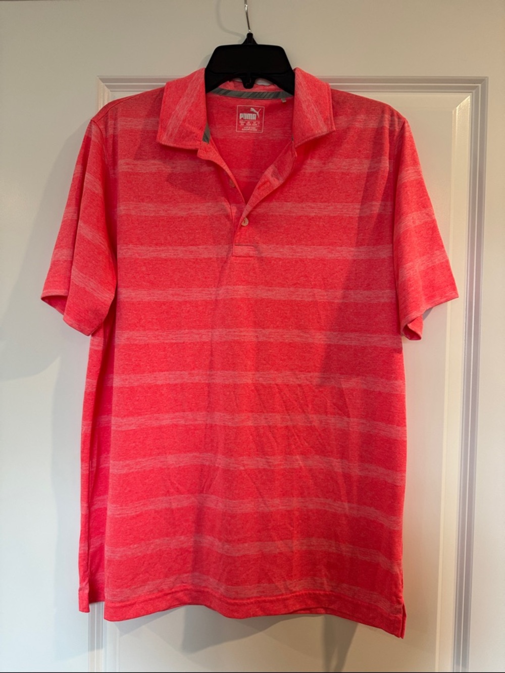 PUMA Men’s Pink Coral Striped Polo